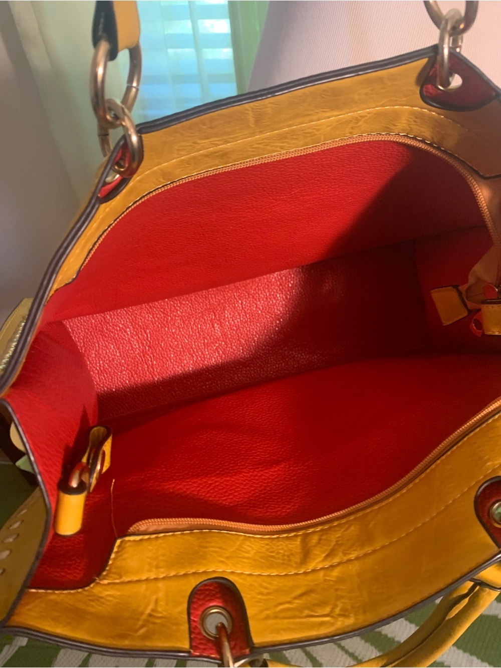 Yellow Stud-Trim Tote Bag with Tassel - Picture 6 of 8